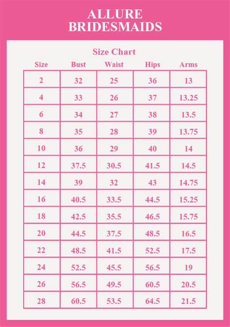 allure bridesmaid dresses|allure bridesmaid size chart.